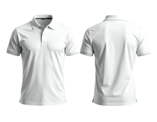 Front and back view of a plain white polo shirt (4)