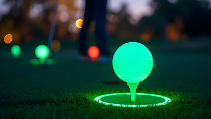 Glow-In-Dark Golf Ball Illuminated Tee Twilight Golf Session