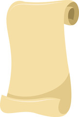 Unrolled Parchment Scroll, Light Tan Paper, Curled Edges, Illustration.