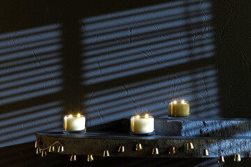 Christmas Stage Backdrop Bells and Candles
