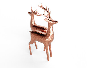 Copper Reindeer Doe and Deer Christmas Statue