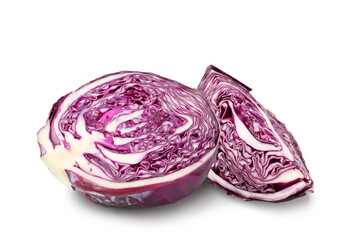 Fresh ripe red cabbage isolated on white