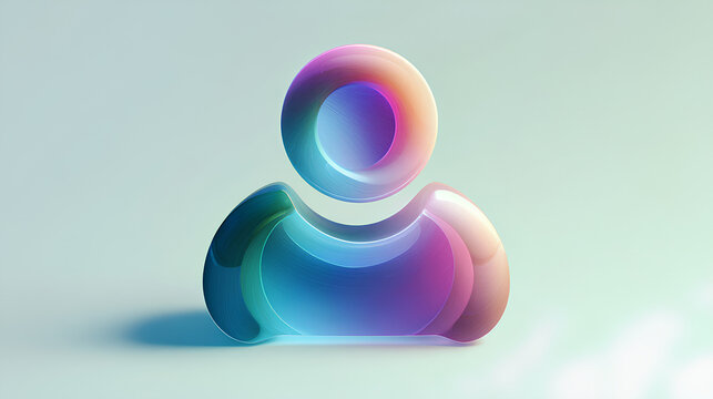 Minimal glassmorphism user icon symbolizing profile, account, or user interface element in digital applications, digital avatar website design element, 3d rendering Stock Illustration