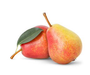 Two fresh sweet pears isolated on white