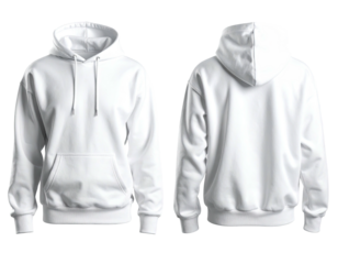 Blank white hoodie, front and back views (12)