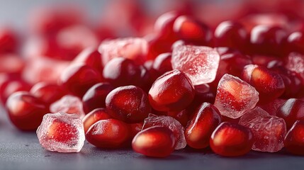 Macro Image of Juicy Pomegranate Seeds in Cinematic HDR with Red and White Colors