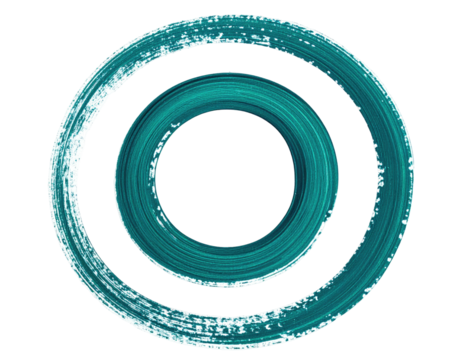 Two concentric teal rings with textured, painted edges on a black background - Powered by Adobe