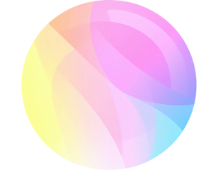 Abstract, pastel-colored, circular graphic with flowing lines