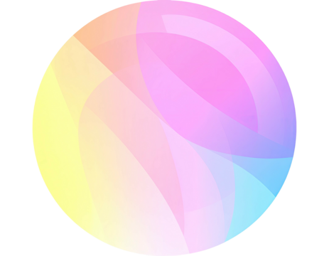 Abstract, pastel-colored, circular graphic with flowing lines