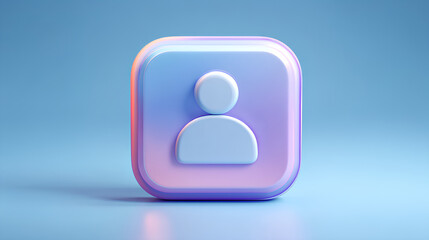 Minimal glassmorphism user icon symbolizing profile, account, or user interface element in digital applications, digital avatar website design element, 3d rendering Stock Illustration