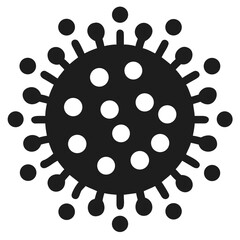 Dark gray icon of a virus particle with spikes on black futuristic silhouette vector icon