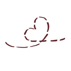 Minimalist Dotted Heart Line Art with Curved Trails Illustration