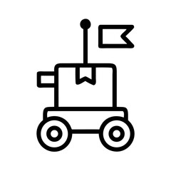 Simple Outline Icon of a Mars Rover with Flag space exploration futuristic silhouette vector icon