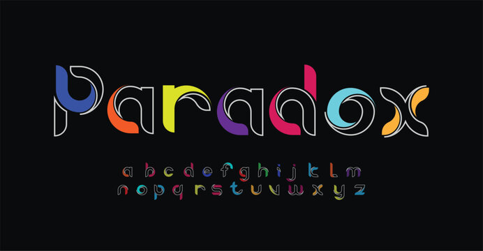 Creative alphabet multi-colored font, for your logo design, bright colorful letters A, B, C, D, E, F, G, H, I, J, K, L, M, N, O, P, Q, R, S, T, U, V, W, X, Y, Z, vector illustration 10EPS.

