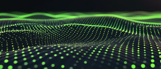 Abstract Green Digital Landscape: A Wave of Data Points