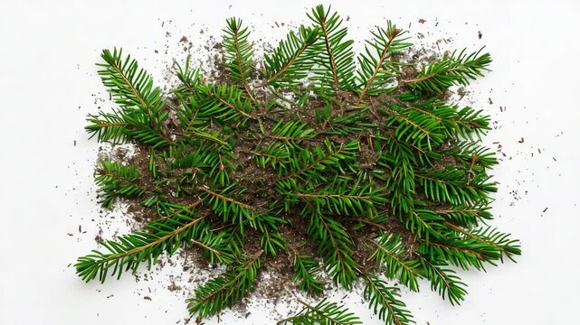 A collection of pine needles arranged on a white surface