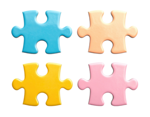 Four colorful puzzle pieces arranged in a grid