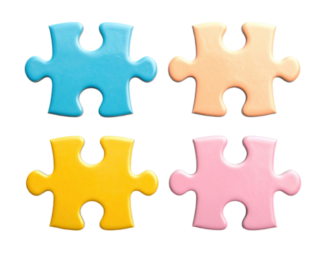 Four colorful puzzle pieces arranged in a grid