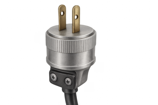 Two prong power plug connecting electricity for technology