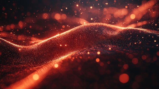Abstract Red Particle Wave: A Digital Art