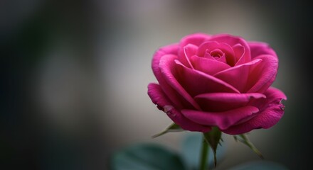 Obraz premium Single vivid pink rose close up