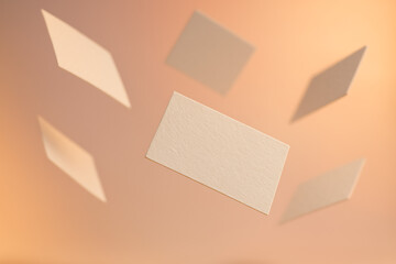 Floating Minimalist Business Card Mockup – Spiral Drift Angle on Matte Paper