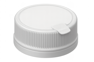 White plastic ribbed screw cap with flip lid