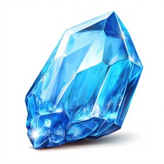 Obraz premium Pixel art blue crystal gem with sparkle on white background