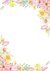 Watercolor flowers background vector for design.