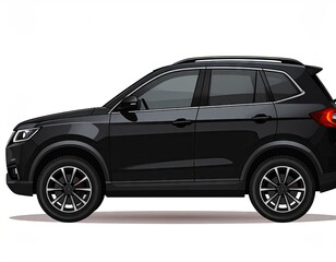 Obraz premium Black SUV Side Profile View, Modern Design, Alloy Wheels, Clean Lines, White Background