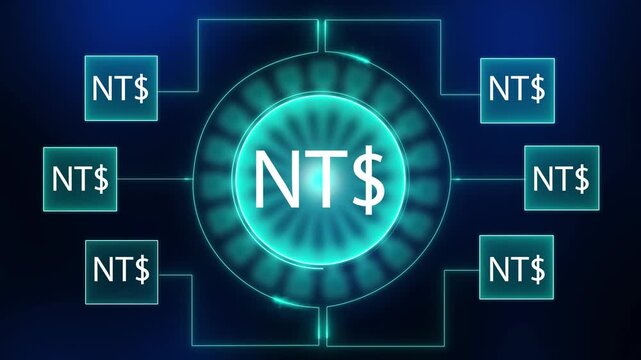 Taiwan Dollar N T$ Currency Network Digital Finance Technology Global Exchange Concept Futuristic Neon Glow Connection