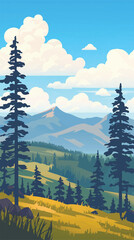 a hill landscape vector art illustration for high quality print