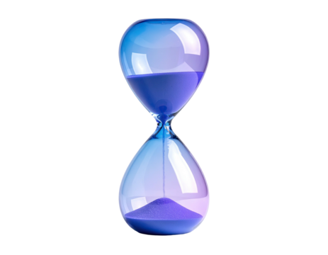 Blue and purple hourglass, isolated on black