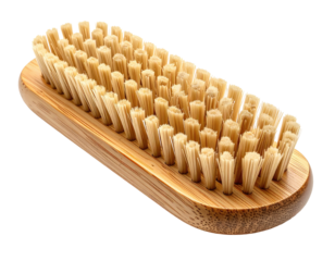 Oval-shaped brush with natural bristles and wooden handle (1)