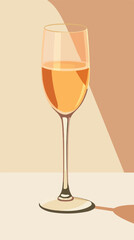 a champagne glass with drinks vector art illustration for prints tee shirt design