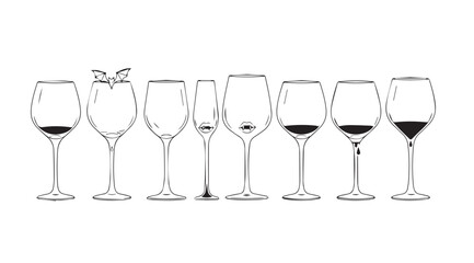 Vector art of wine glasses on white