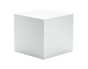 A single, solid, white cube