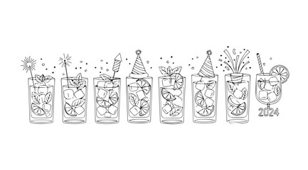 Vector art of party cocktails isolated