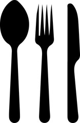 Cutlery Icon with Fork, Knife, Spoon and Plate. Restaurant Menu Symbol. Food Vector Illustration.