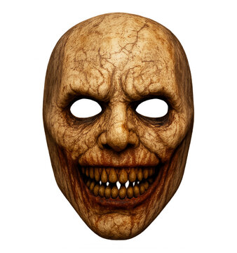 Scary face mask isolated transparent. Sacry Halloween face mask