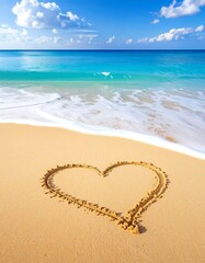 Heart drawn in sand on beach (1)