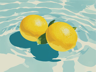 lemon in water bright sunny vector art illustration wall paper