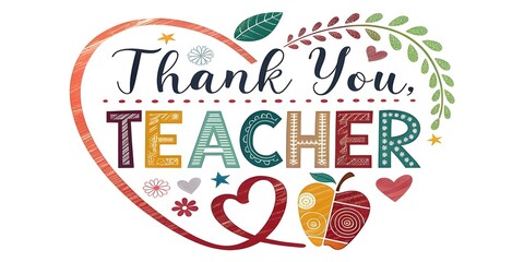 Naklejka premium Express your gratitude with this charming thank you teacher design perfect for cards gifts and appreciation projects now available