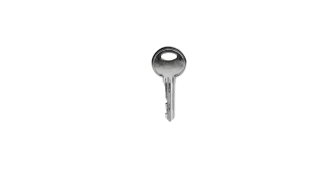 Silver Metal Key on white Background