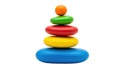 Isolated wooden colorful stacking toy on bright background, learning for early childhood