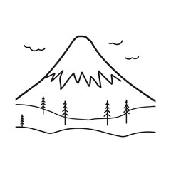 Black and White Mountain Illustration Image in Minimalist Line Art Style, Clean and Elegant Design
