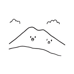 Black and White Mountain Illustration Image in Minimalist Line Art Style, Clean and Elegant Design
