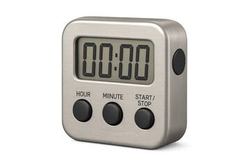 Fototapeta premium Digital kitchen timer showing zero on transparent background