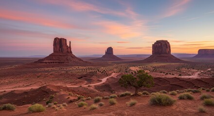 Sunrise over monument valley landscape