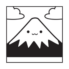 Black and White Mountain Illustration Image in Minimalist Line Art Style, Clean and Elegant Design
